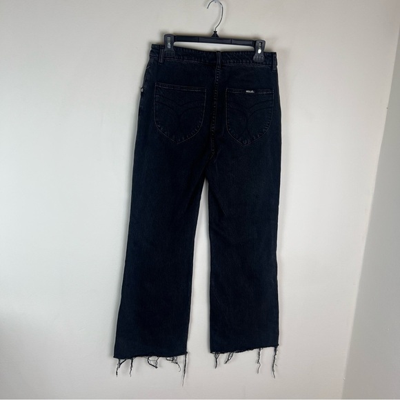 Rolla's Eastcoast Crop High Rise Flare Jeans black Raw Hem Size 30 - Picture 6 of 10